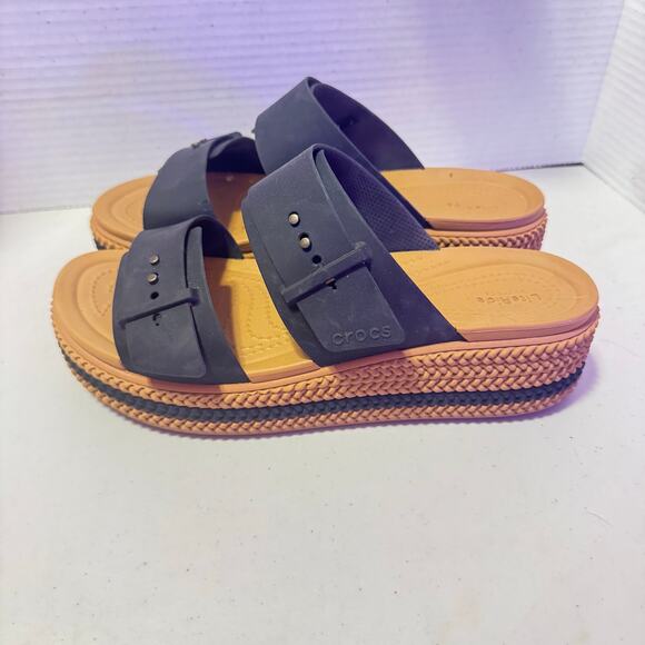 Crocs Lite Ride Black and Gum Adjustable Slides in mint condition SZ 9 - Picture 3 of 8